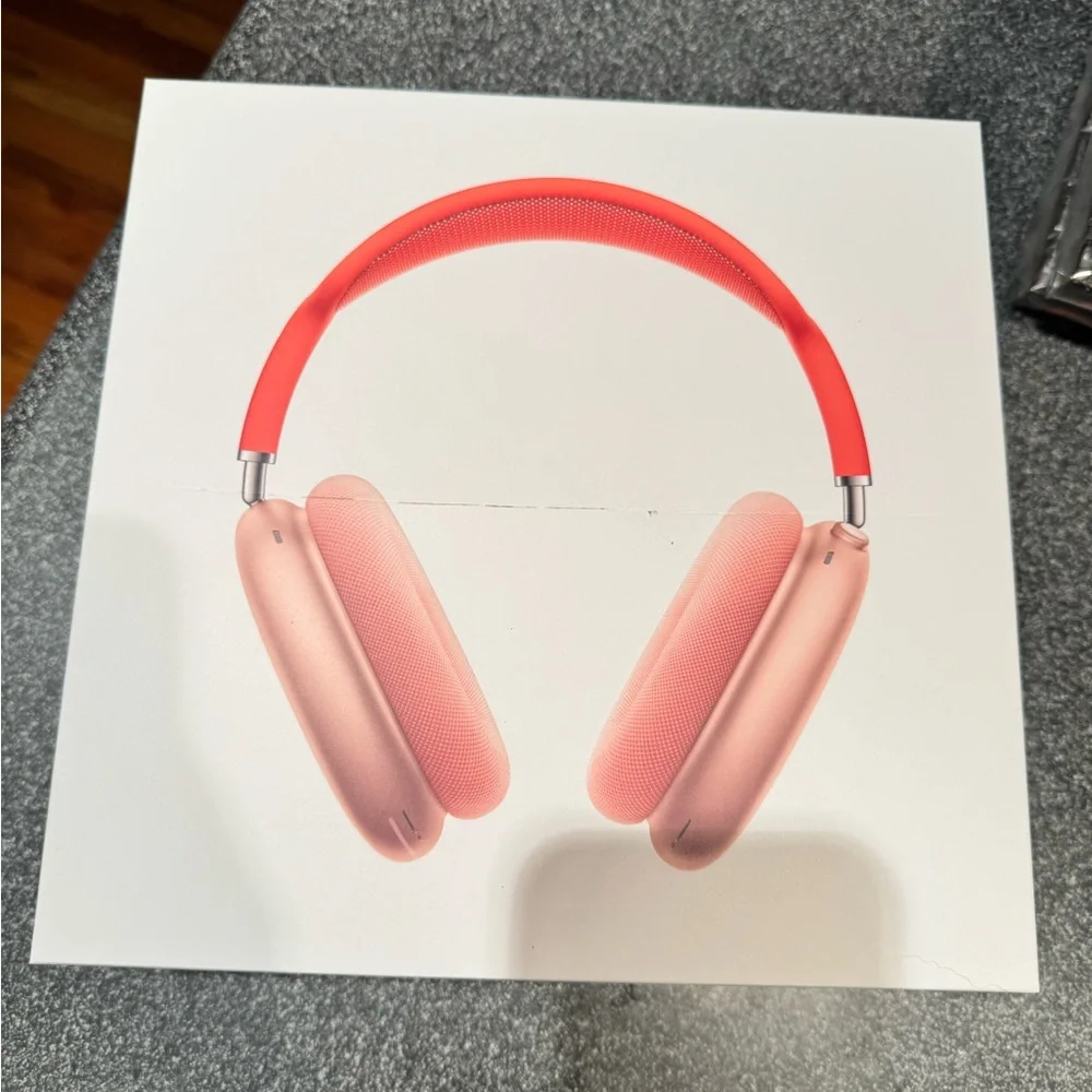 Pink and Red Apple AirPod Max Headphones - Picture 2 of 2